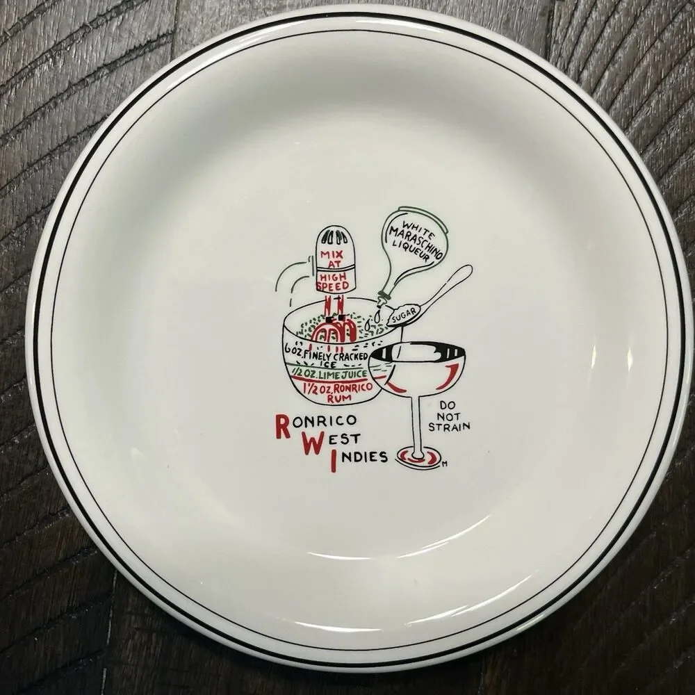 WILLIAMS & SONOMA Classic Cocktails Canapé Plates Set of 6 Martini Recipes